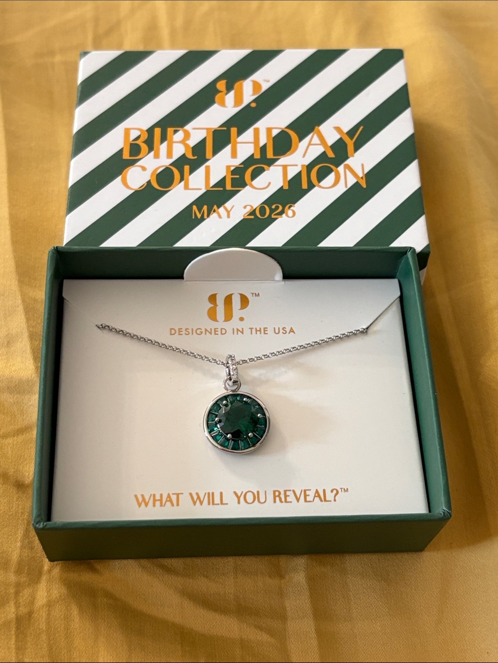 May 2026 Birthday Collection Emerald Green Crystal Pendant Necklace
